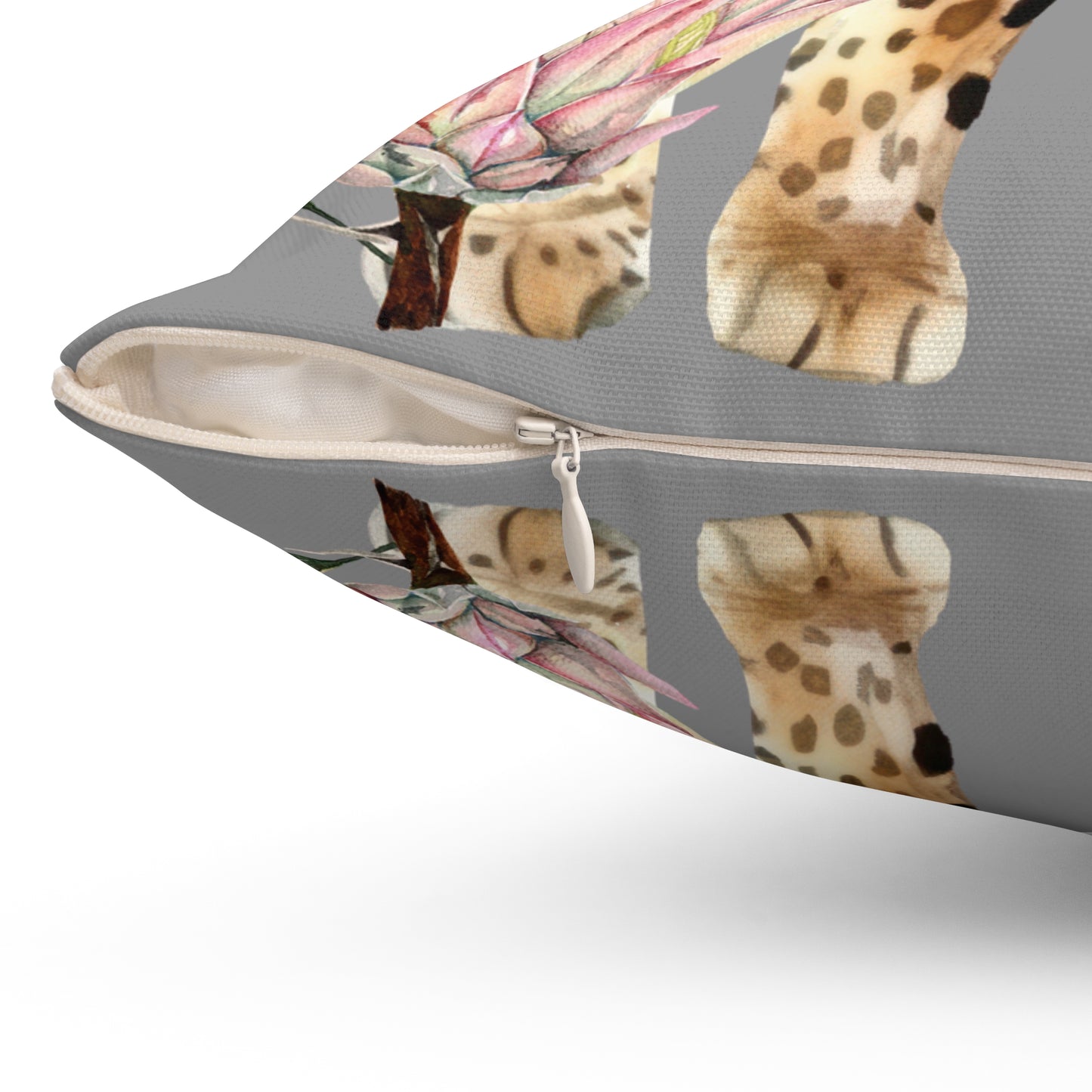 Leopard and Protea Throw Pillow Spun Polyester Square Pillow