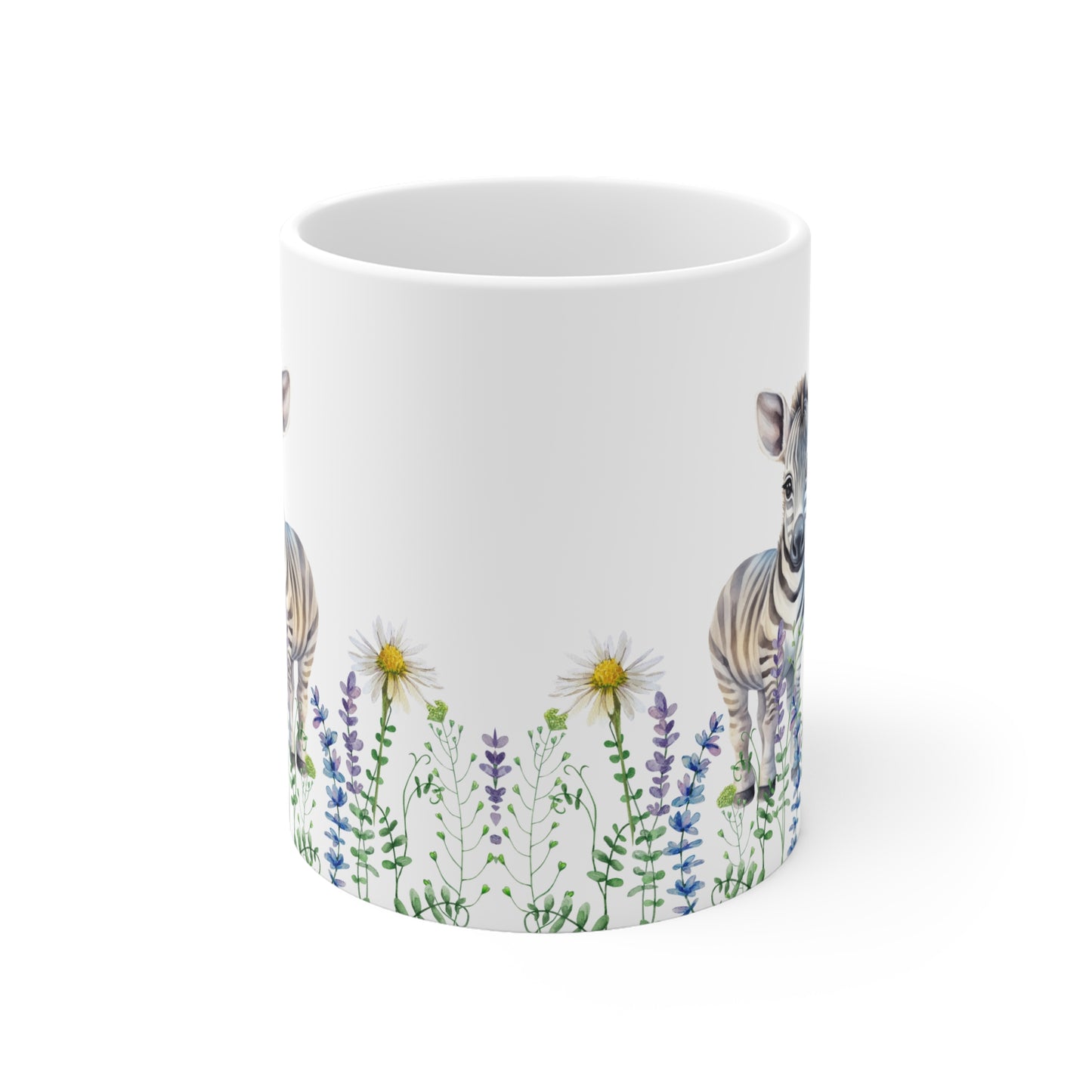 Baby Zebra in Wildflowers 11 oz Coffee Mug