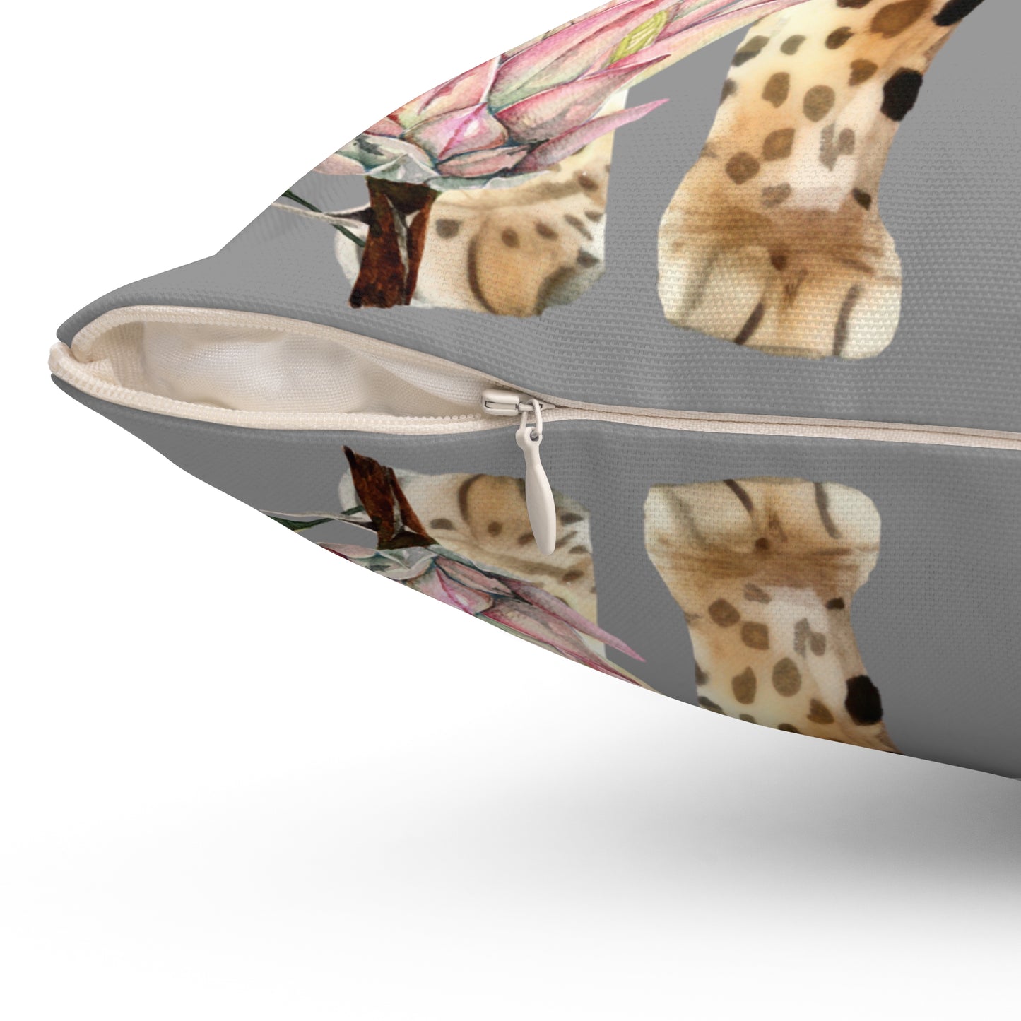 Leopard and Protea Throw Pillow Spun Polyester Square Pillow
