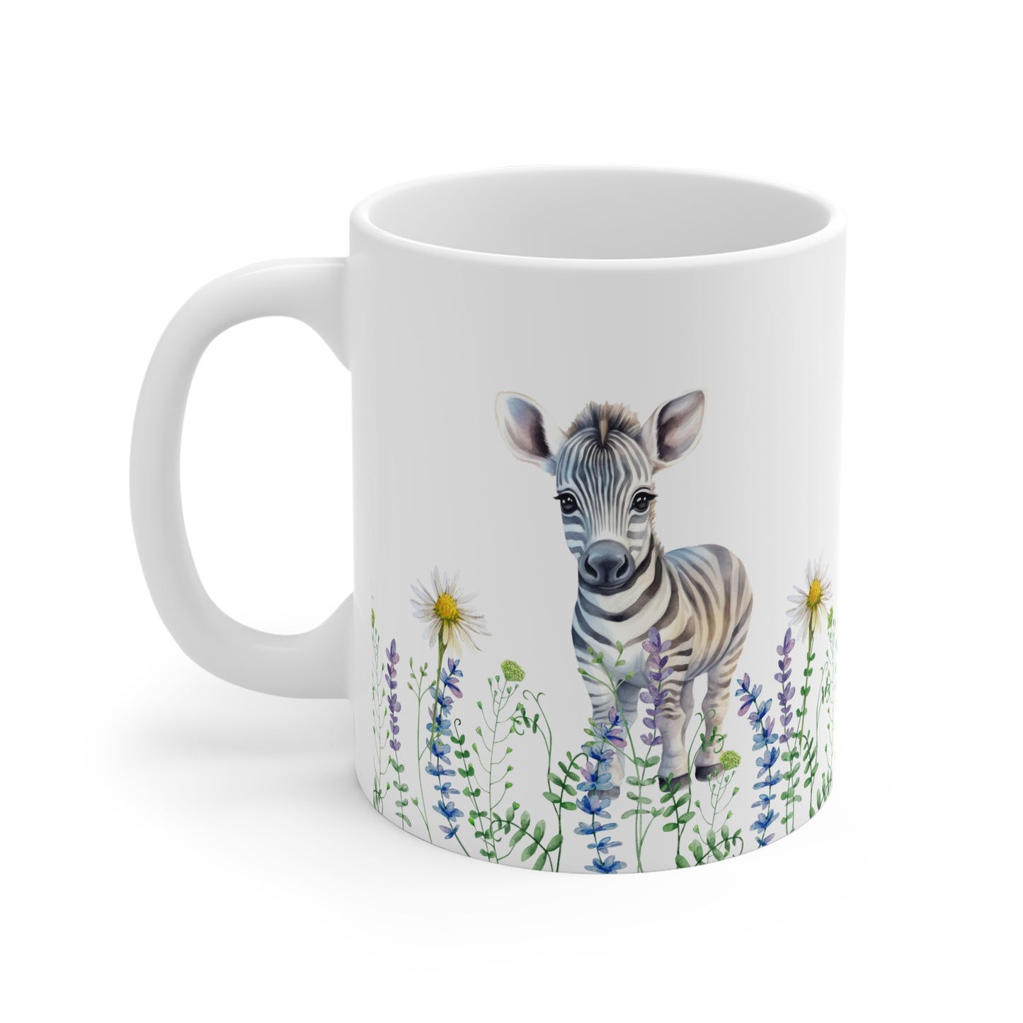 Baby Zebra in Wildflowers 11 oz Coffee Mug