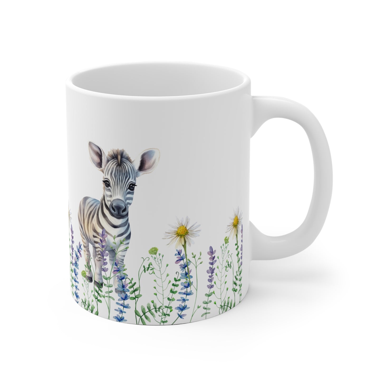 Baby Zebra in Wildflowers 11 oz Coffee Mug