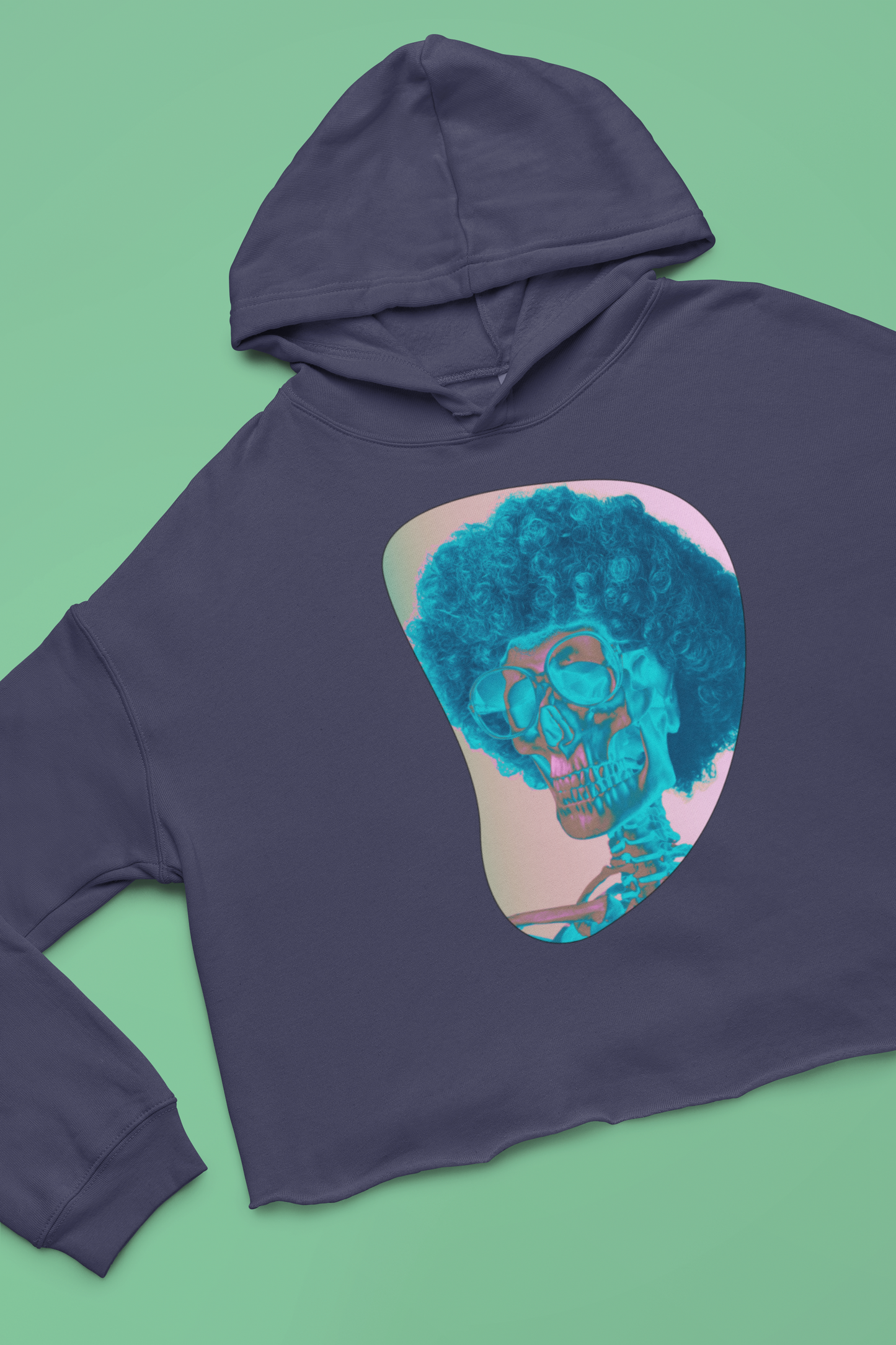 Funky Retro Skeleton Women`s Cropped Hoodie