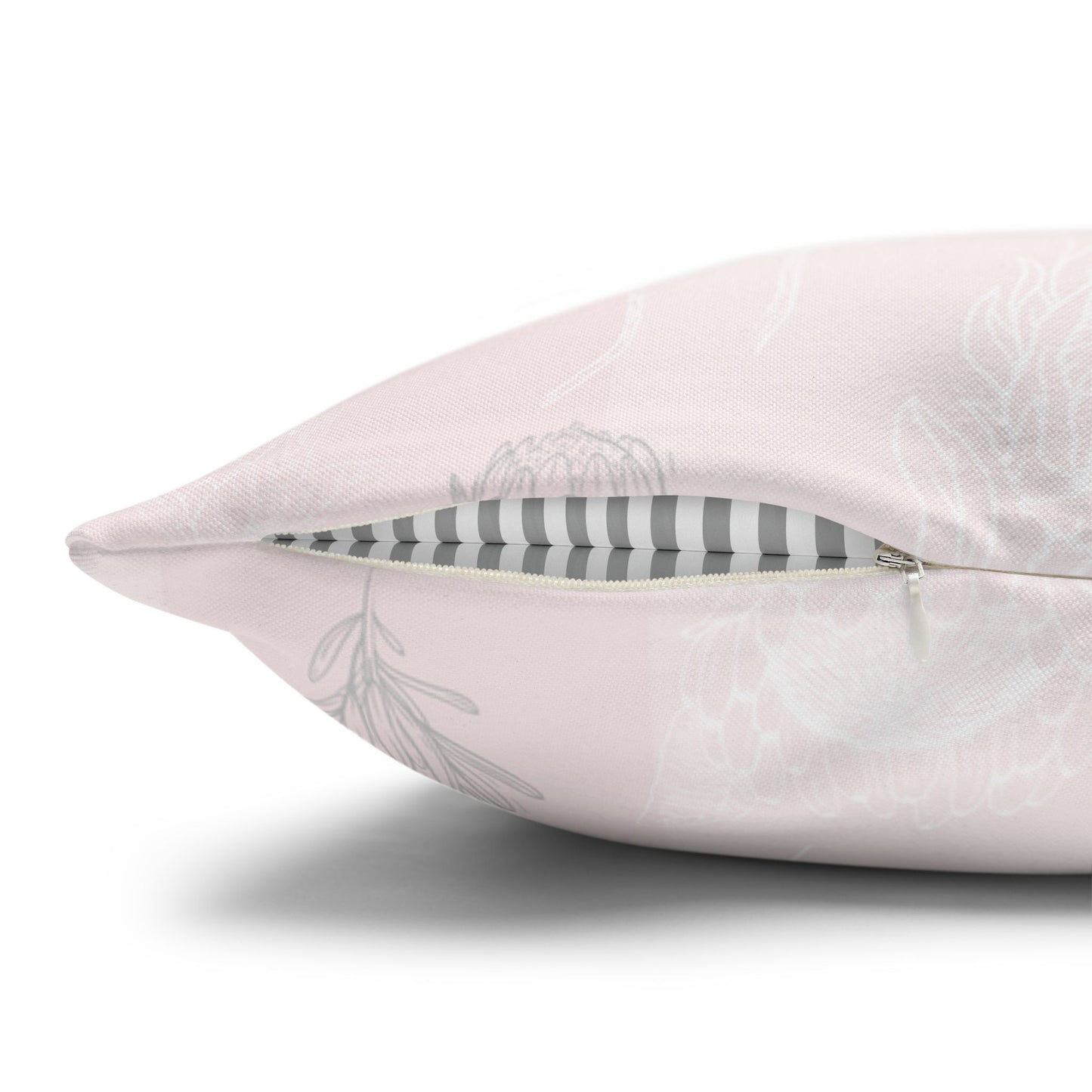 Pastel Pink Protea Stripe Square Pillow Case- Pillow not Included