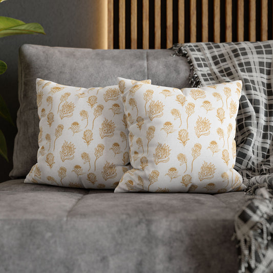 Gold Protea Square Pillow Case- Pillow not Included