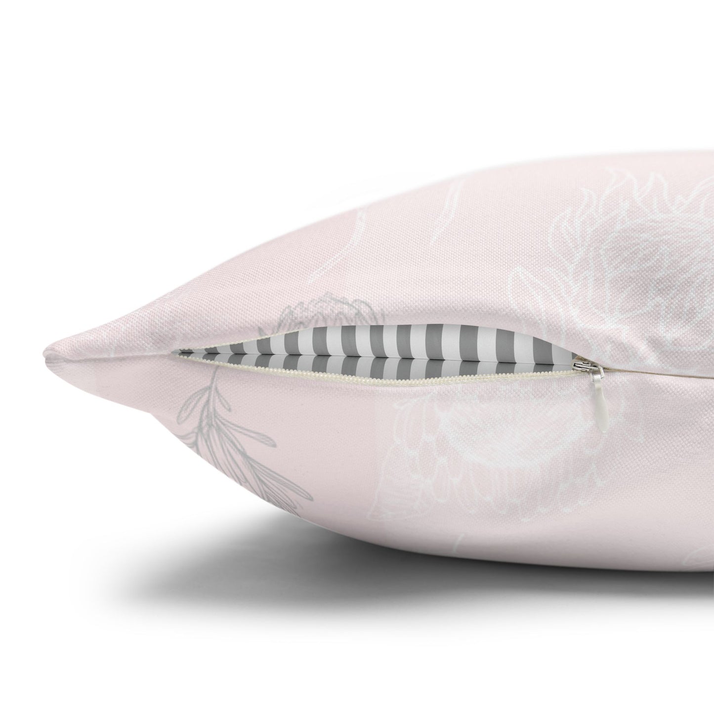 Pastel Pink Protea Stripe Square Pillow Case- Pillow not Included