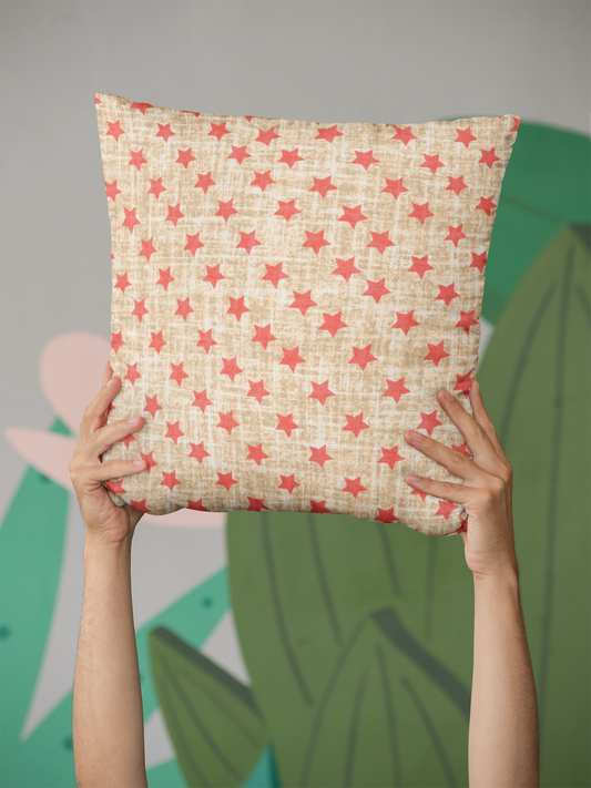 Red Star Pattern Throw Pillow- Pillow Included