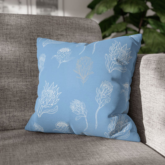 Blue Floral Protea Throw Pillow Case- Pillow not Included