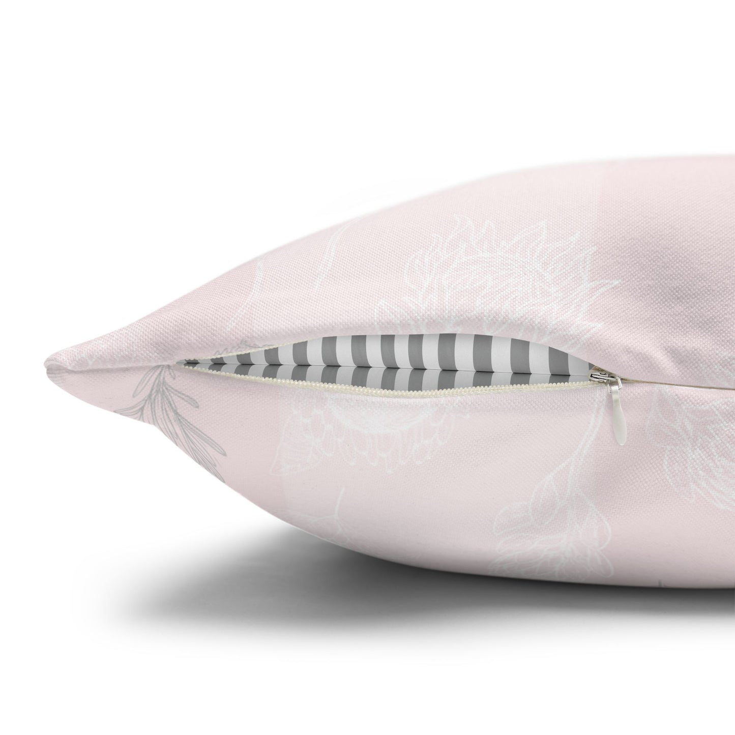 Pastel Pink Protea Stripe Square Pillow Case- Pillow not Included