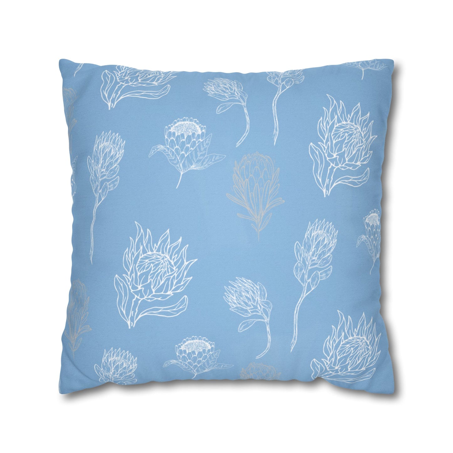 Blue Floral Protea Throw Pillow Case- Pillow not Included