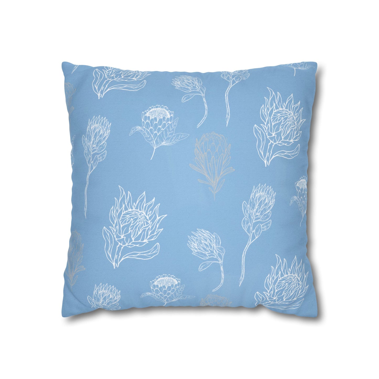 Blue Floral Protea Throw Pillow Case- Pillow not Included
